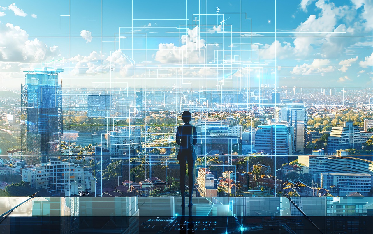 abstract image of a person looking over a skyline thinking strategically