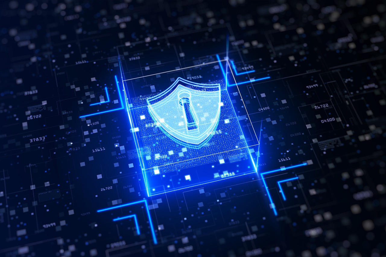 abstract glowing security shield