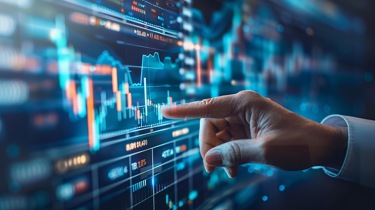 pointing finger at financial visualizations